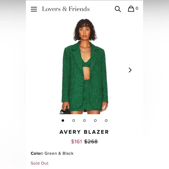 Lovers + Friends Emerald Houndstooth Blazer - Picture 9 of 9